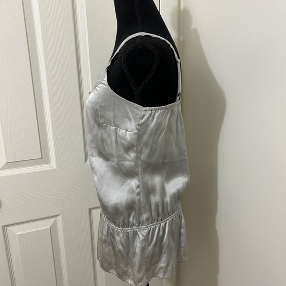 White House Black Market Silver/Grey Silk Slip Top With Button Detail Size XS - Picture 2 of 9